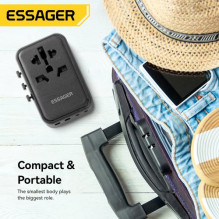 Įkroviklis Essager &quot;Travel Global 2&quot; juodas 65W (3xPD / 2xQC3.0) (tinka EU / US / UK)