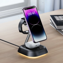 Bevielis įkroviklis Acefast &quot;E16 3in1&quot; juodas 15W (skirtas iPhone / Apple Watch / Airpods)