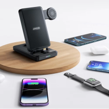 Bevielis įkroviklis Joyroom &quot;JR-WQS02 4in1&quot; juodas (skirtas iPhone / Apple Watch / Airpods)