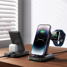 Bevielis įkroviklis Joyroom &quot;JR-WQS02 4in1&quot; juodas (skirtas iPhone / Apple Watch / Airpods)