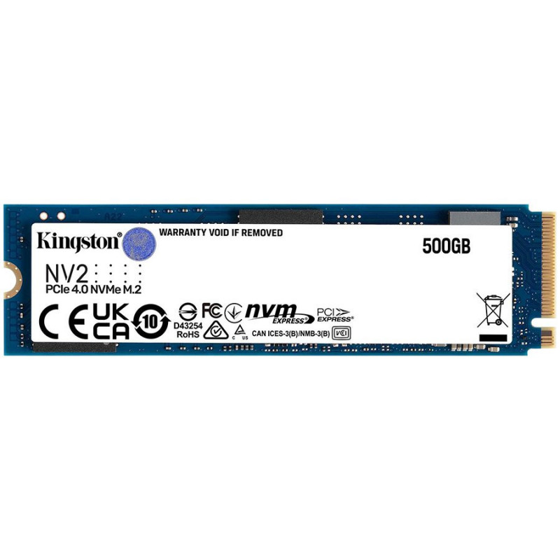 Kingston 500GB NV2 M.2 2280 PCIe 4.0 NVMe SSD, iki 3500/ 2100MB/ s, 160TB, EAN: 740617329858