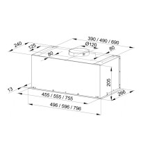 Pastatomas po spintele virtuvės gaubtas MAAN Fiugi 2 50 310 m3 / h, satinas