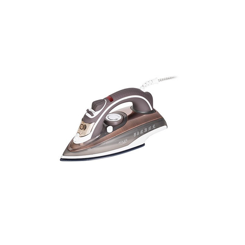 Adler AD 5030 iron Steam iron Ceramic soleplate 3000 W Brown, Grey, White