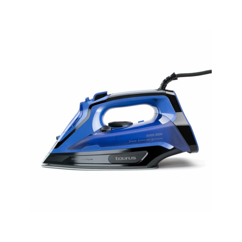 Taurus Quios 3000 Dry &amp; Steam iron Ceramic soleplate 3000 W Black, Blue