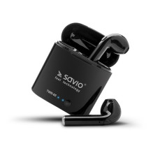 Savio TWS-02 belaidės Bluetooth ausinės, juodos