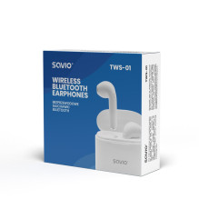 Savio TWS-01 belaidės Bluetooth ausinės, baltos