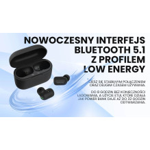 Savio TWS-09 IPX5 ausinės / ausinės Wireless In-ear Music Bluetooth Black