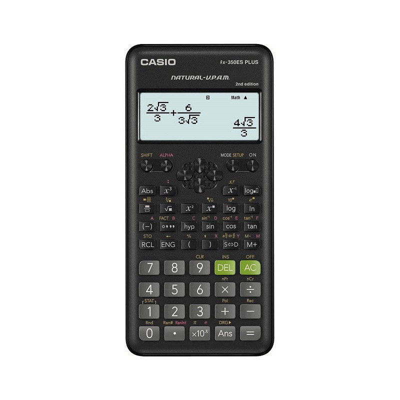 CASIO CALCULATOR SCIENTIFIC FX-350ESPLUS-2 JUODAS, 12 SKAITMENŲ EKRANAS