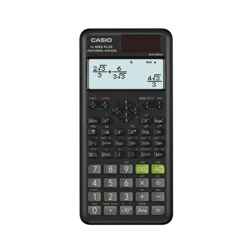 CASIO FX-85ESPLUS-2 B SKAIČIUOtuvas SCIENTIFIC 252 FUNCTIONS 77X162MM, KARTONINĖ DĖŽĖ, JUODA