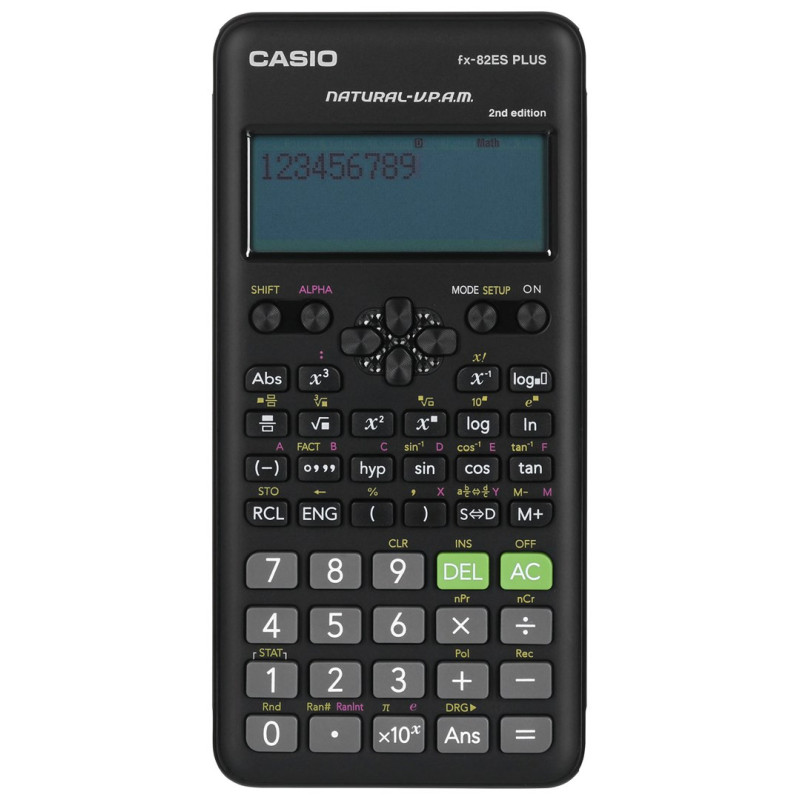 CASIO FX-82ESPLUS-2 SKAIČIUOtuvas SCIENTIFIC, 252 FUNKCIJOS, 77X162MM, JUODAS, DĖŽĖ