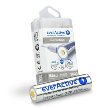 Baterija everActive 18650 3,7 V ličio jonų 2600 mAh mikro USB su apsaugine dėžute