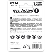 Įkraunamos baterijos everActive Ni-MH R14 C 5000 mAh Professional Line