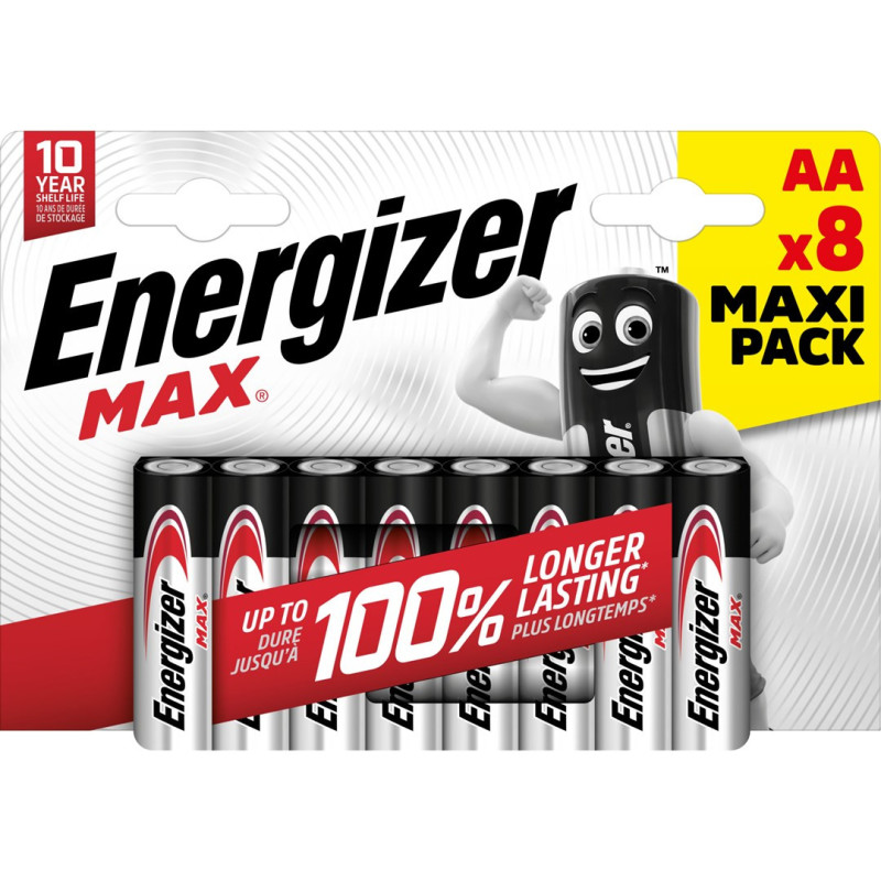 ENERGIZACINĖS BATERIJOS ARKALINE MAX AA LR6, 8 Vnt., EKO PAKUOTĖ