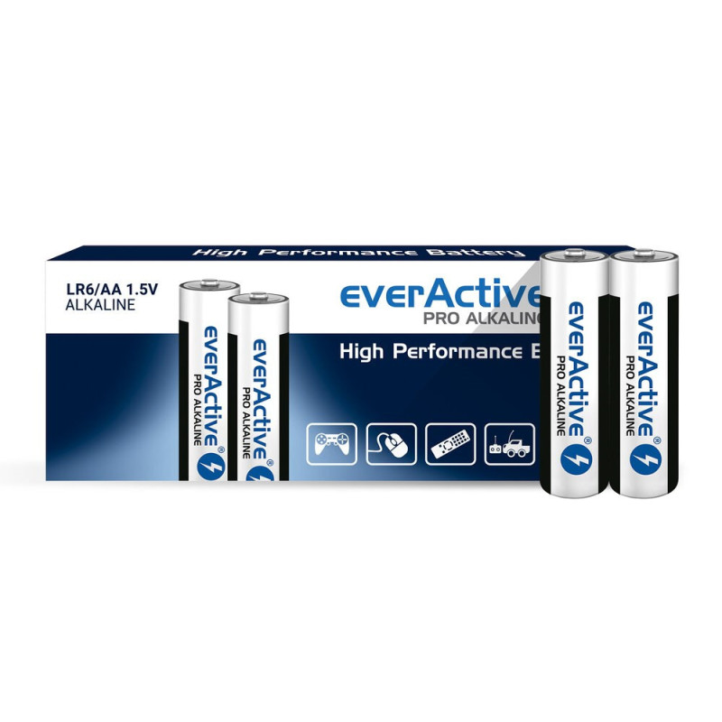 Šarminės baterijos everActive Pro Alkaline LR6 AA - susitraukianti pakuotė - 10 vnt