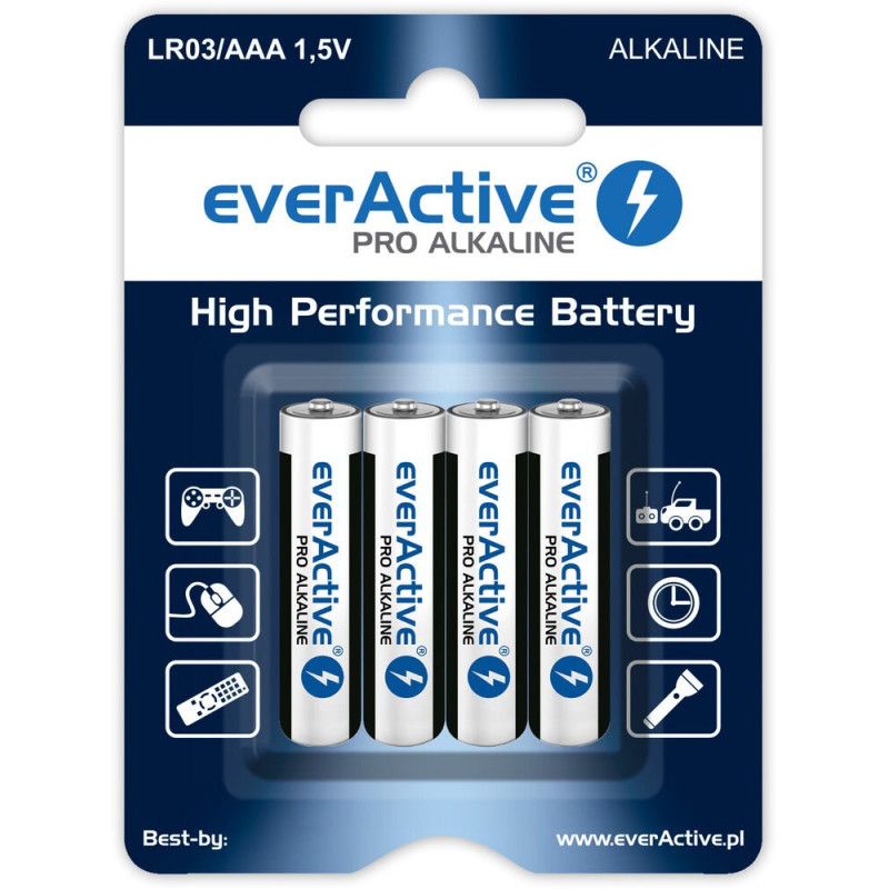 Šarminės baterijos everActive Pro Alkaline LR6 AA - lizdinė plokštelė - 4 vnt