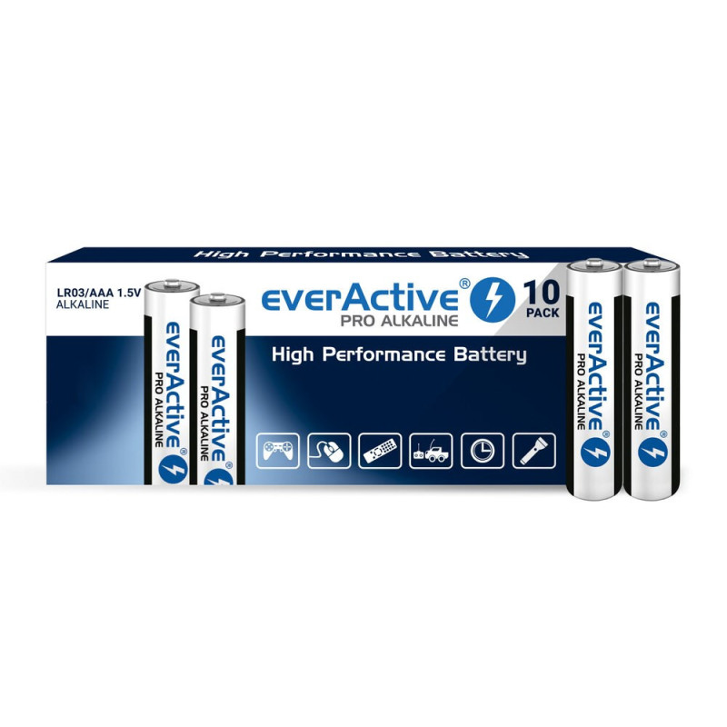 Šarminės baterijos everActive Pro Alkaline LR03 AAA - susitraukianti pakuotė - 10 vnt