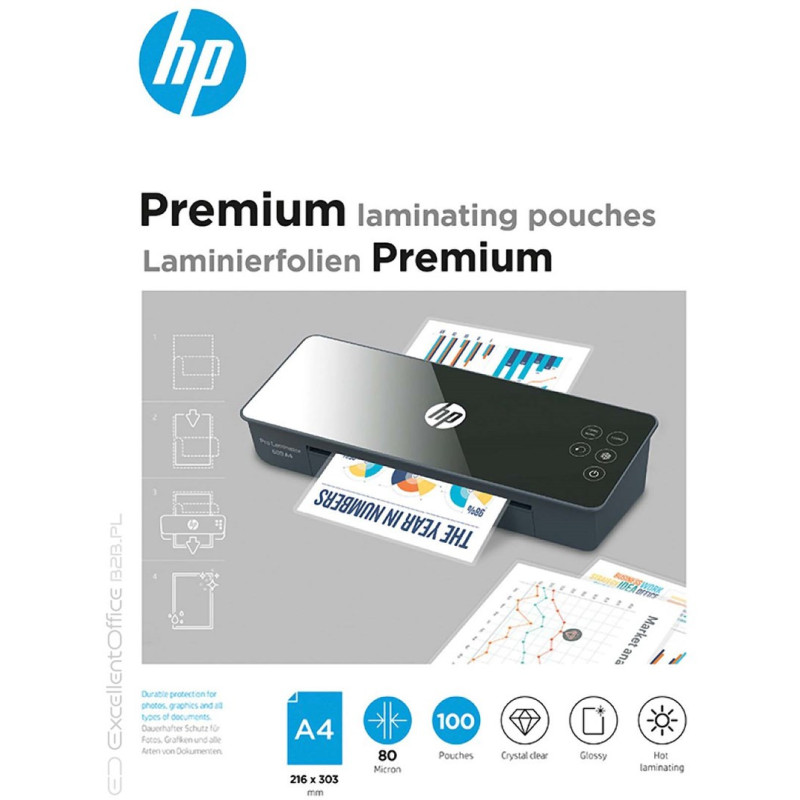 HP Premium laminavimo plėvelė A4 100 vnt.