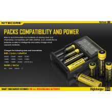 NITECORE 4 Bay 0.5A NiMH/ NiCd, Li-ion, IMR, LiFePo4 Inteligent USB Battery Charger D4