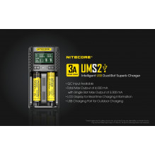 NITECORE 2 Bay 4A NiMH/ NiCd, Li-ion, IMR, LiFePo4 Inteligent USB Battery Charger UMS2