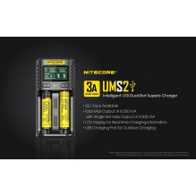 NITECORE 2 Bay 4A NiMH/ NiCd, ličio jonų, IMR, LiFePo4 išmanusis USB baterijos įkroviklis UMS2