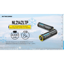 NITECORE 21700 Low Temperature Resistant Li-ion Rechargeable Battery NL2142LTP