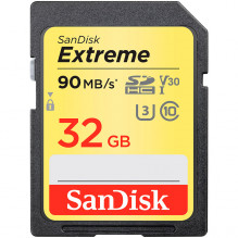 „SanDisk Extreme“ 32 GB atminties kortelė iki 100 MB/ s, UHS-I, 10 klasė, U3, V30, EAN: 619659188924