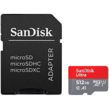 SanDisk Ultra microSDXC 512GB + SD Adapter 150MB/ s A1 Class 10 UHS-I, EAN: 619659200572