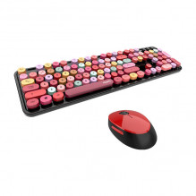 Belaidė klaviatūros + pelės rinkinys MOFII Sweet 2.4G (juoda ir raudona)