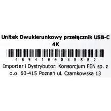 Unitek dviejų krypčių signalo jungiklis USB-C, 2 viename iš 4K