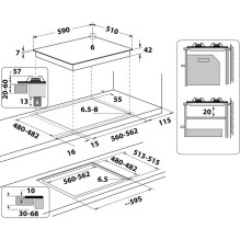 Whirlpool AKT 627 / NB1 juoda, įmontuota 59 cm dujų 4 zona (-os)