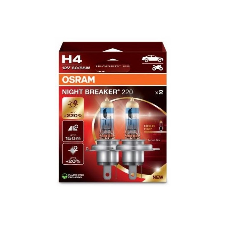 OSRAM NIGHT BREAKER 220 H4 CAR HALOGEN BULB 2 pc(s)