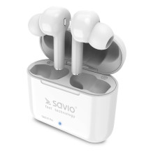 Savio TWS-07 PRO belaidės Bluetooth ausinės Baltos spalvos