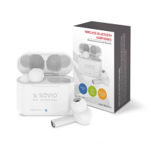 Savio TWS-07 PRO belaidės Bluetooth ausinės Baltos spalvos