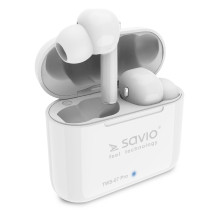 Savio TWS-07 PRO belaidės Bluetooth ausinės Baltos spalvos