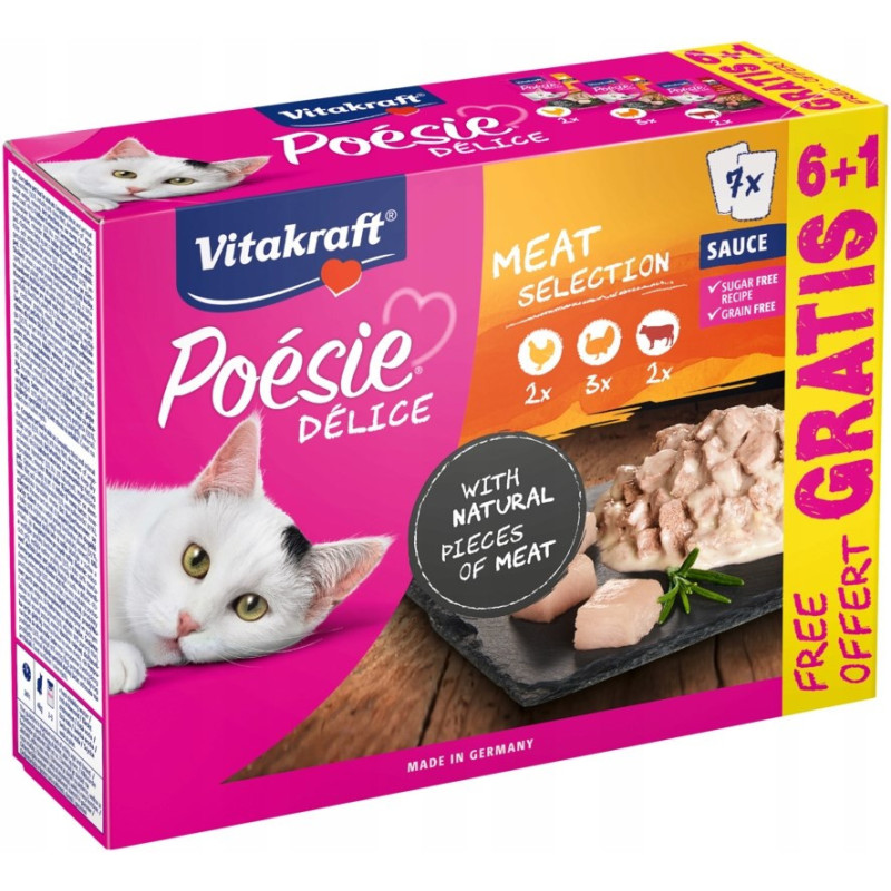 VITAKRAFT Poésie Delice Meat selection - wet cat food - 6 + 1 x 85g