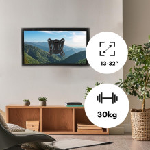 Maclean MC-416 TV Monitor Wall Mount 13&quot;-32&quot; 30kg Tilt Rotate max. VESA 100x100 Black Powder Coating LED OLED 