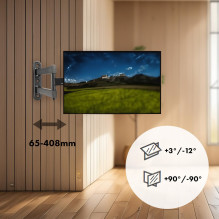 Maclean MC-418 TV Monitor Full Motion Wall Mount 23&quot;-43&quot; 30kg max VESA 200x200 Black Tilting Rotating Adjustab