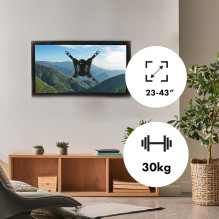 Maclean MC-418 TV Monitor Full Motion Wall Mount 23&quot;-43&quot; 30kg max VESA 200x200 Black Tilting Rotating Adjustab