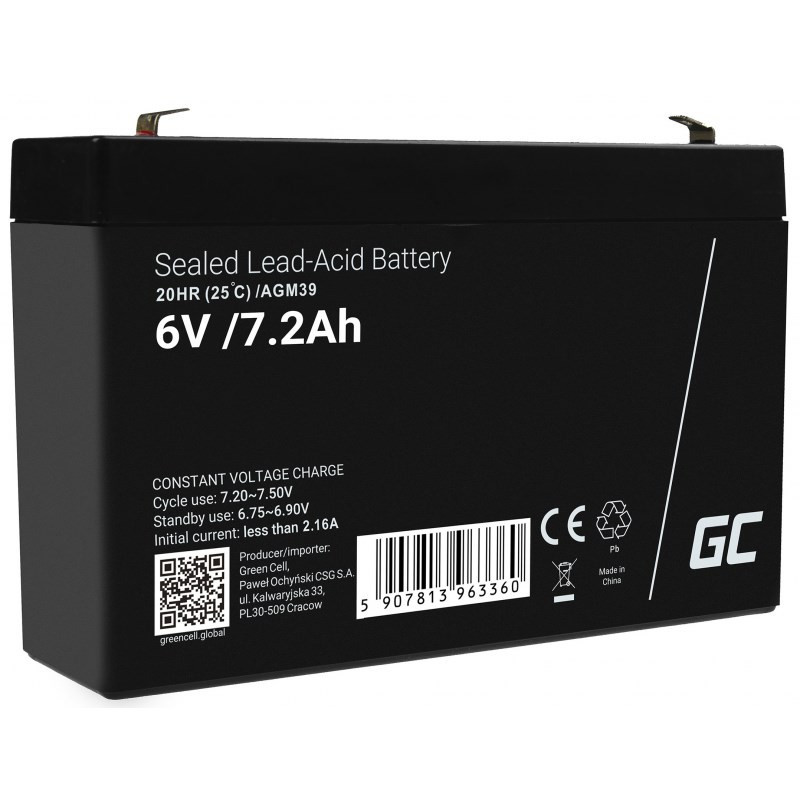 Green Cell AGM39 pramoninė įkraunama baterija sandari švino rūgštis (VRLA) 7200 mAh 6 V