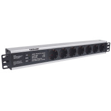 Intellinet 19&quot; 1.5U Rackmount 7-Way Power Strip - German Type&quot;, With Surge Protection, 3m Power Cord