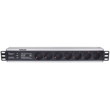 Intellinet 19&quot; 1.5U Rackmount 7-Way Power Strip - German Type&quot;, With Surge Protection, 3m Power Cord