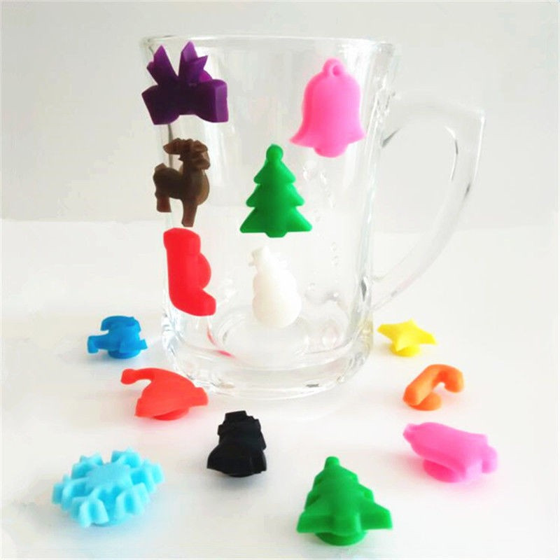 Silikoninės 3D Kalėdinės figūrėlės, prilipinamos prie taurės, stiklinės, puodelio