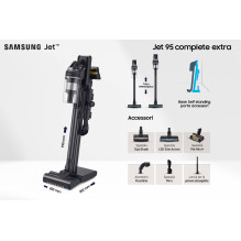 Samsung VS20C9554TK Stick vakuuminis Baterija Dry Cyclonic Be maišelio 0,8 L 580 W Juoda