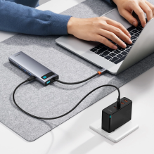 HUB 11in1 Baseus Metal Gleam Series USB-C į USB-C PD / 3x USB-A 3.0 / USB-A 2.0 / HDMI / VGA / AUX / RJ-45 / SD TF - pil