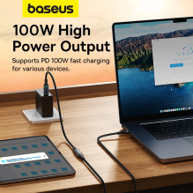 Baseus B0063370C111-00 USB-C – USB-C laidas 4K 60Hz 100W 5A 10Gb/s 0.5m – juodas