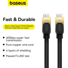 Baseus fast network cable RJ-45 cat.8 40Gbps 1.5m round - black