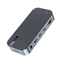 HUB Choetch M52 USB-C - USB-C PD / USB-C / USB-A / HDMI / VGA / DP / SD / TF / RJ45 / AUX - gray