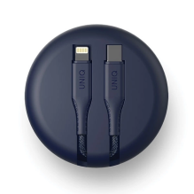 MFi Uniq Halo USB-C / Lightning 18W nylon coiled cable 1.2m - blue