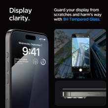 Spigen Glas.tR EZ Fit FC Tempered Glass for iPhone 15 Pro - Black 2 pcs.