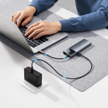 HUB 11in1 Baseus Metal Gleam Series USB-C į USB-C PD / USB-C / 3x USB-A / HDMI / AUX / RJ-45 / SD TF - pilka